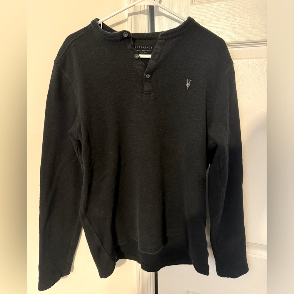 MUSE LONG SLEEVE HENLEY BLACK SIZE MEDIUM REGULAR FIT - Picture 3 of 7